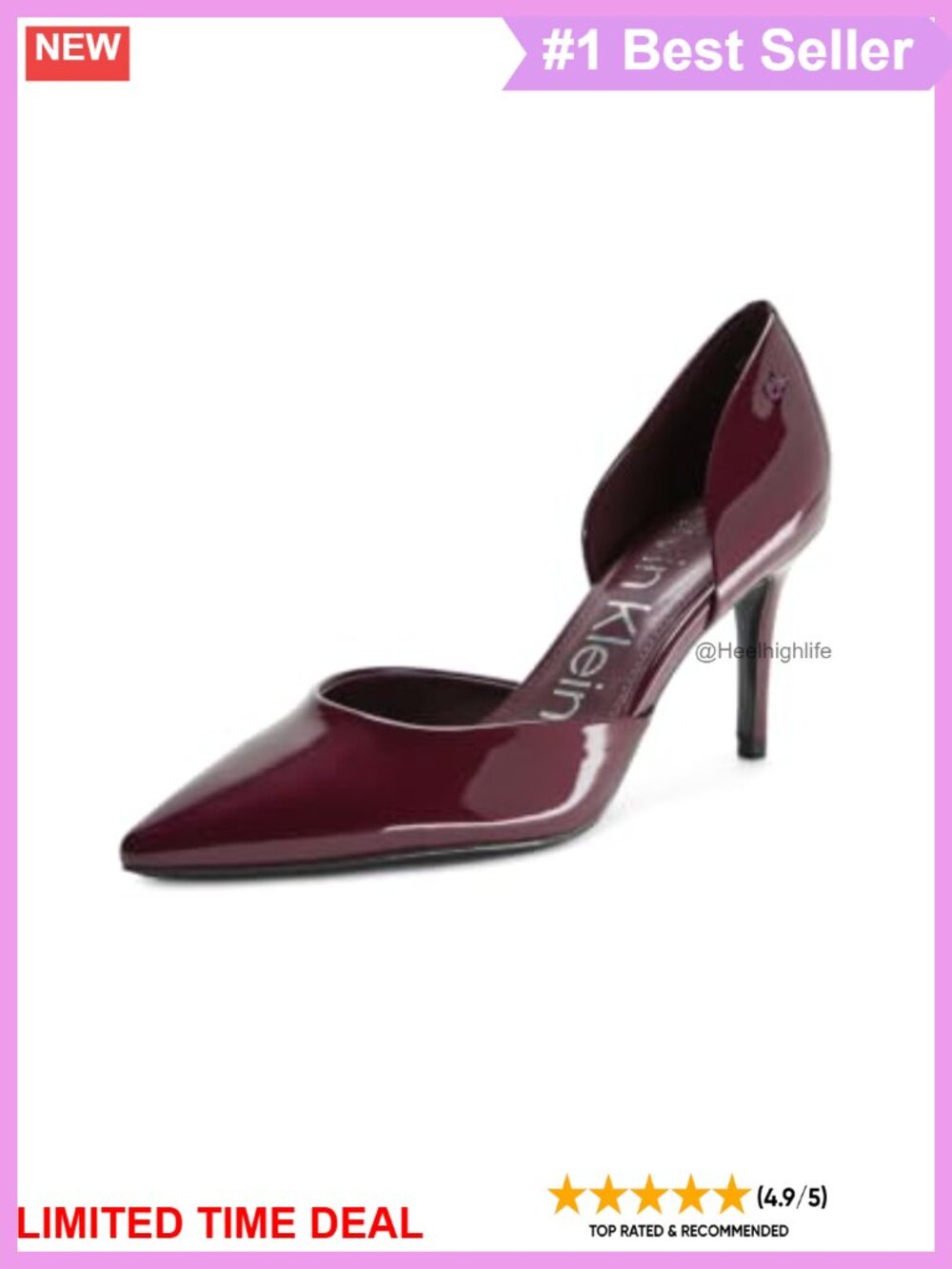 Calvin Klein Women's Gloria Faux Leather Pointed Toe Block Heel Pump Heels
